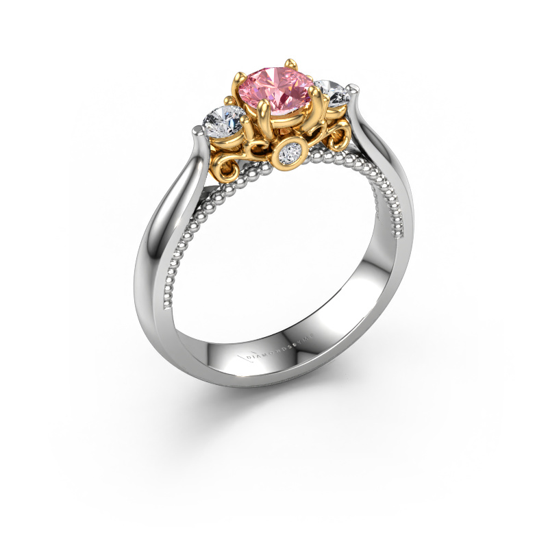 Bild von Verlobungsring Tiffani 585 Weißgold Rosa Labordiamant 5 mm