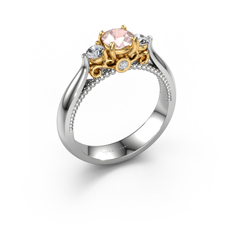 Bild von Verlobungsring Tiffani 585 Weißgold Morganit Champagner 5 mm