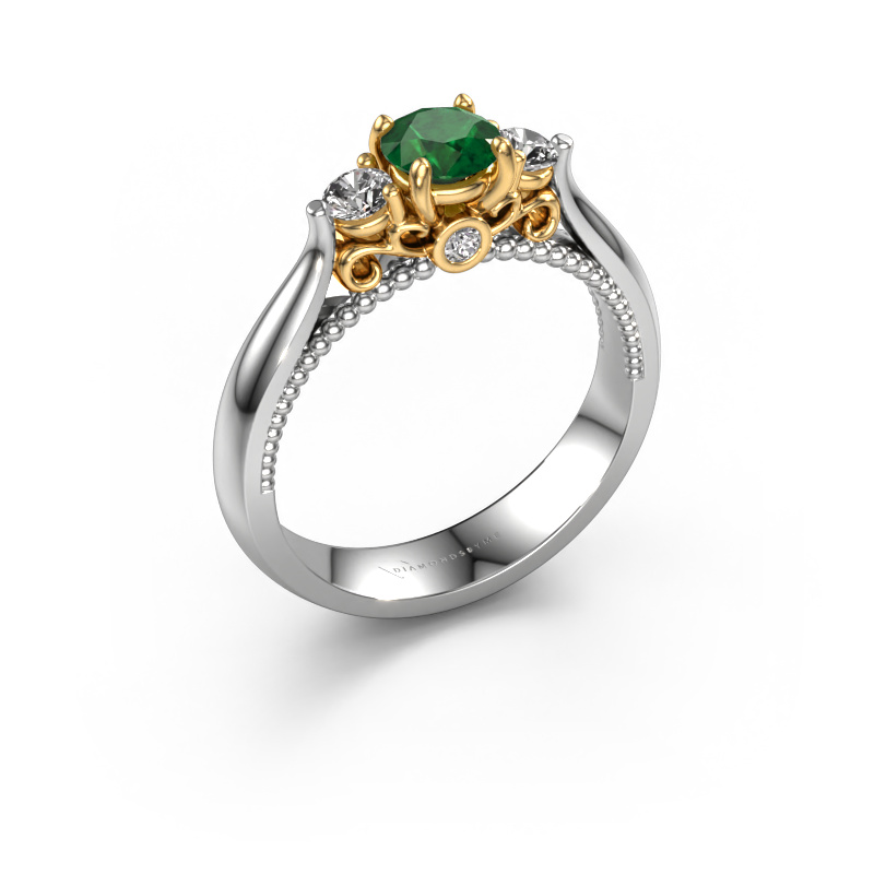 Image of Engagement ring Tiffani 585 white gold Emerald 5 mm