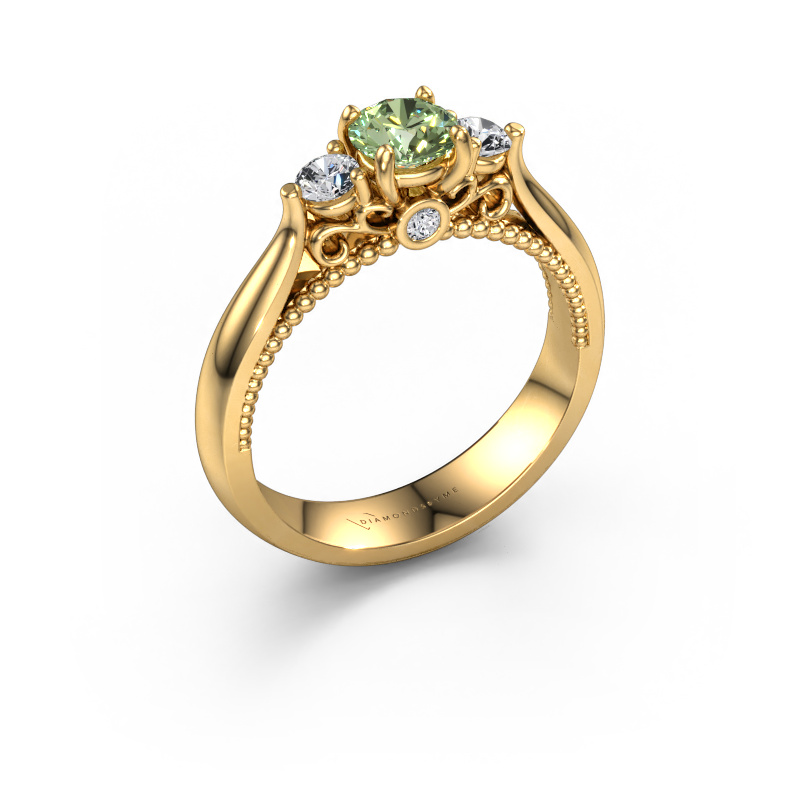 Image of Engagement ring Tiffani 585 gold Green lab grown diamond 5 mm