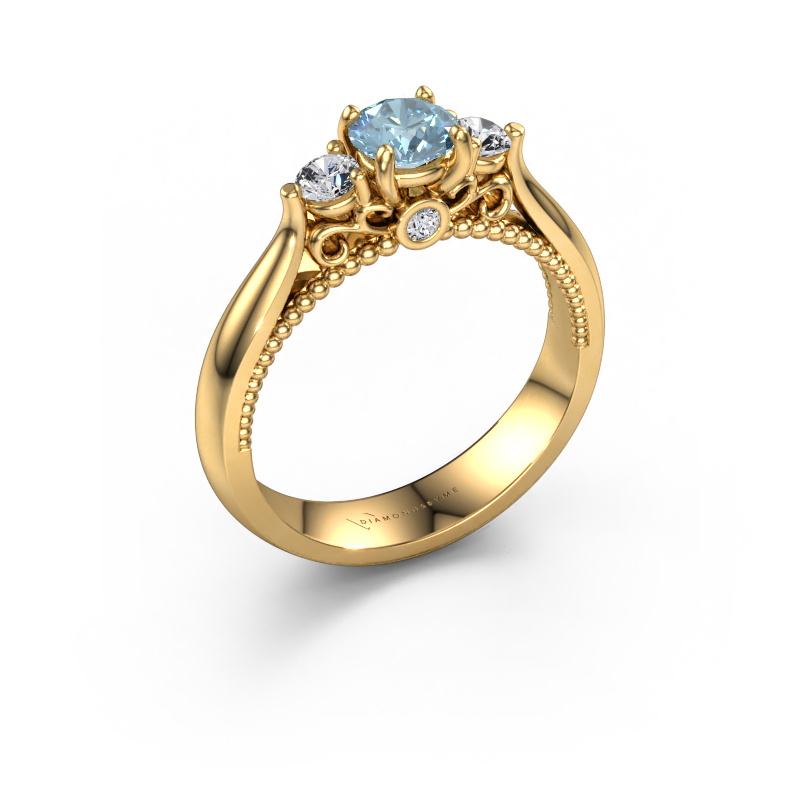 Image of Engagement ring Tiffani 585 gold Blue lab grown diamond 5 mm