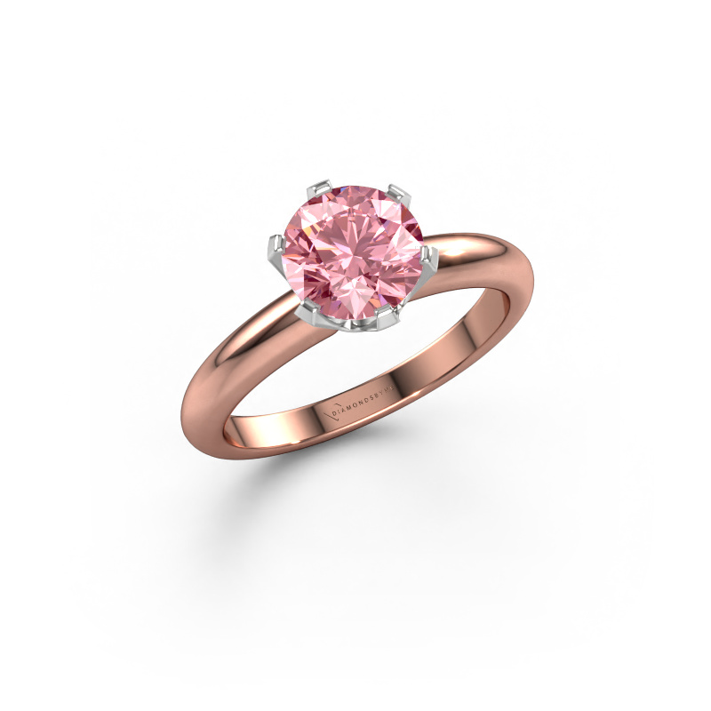 Image de Bague de fiançailles Tiffy 1 585 or rose Diamant synthétique roze 7 mm