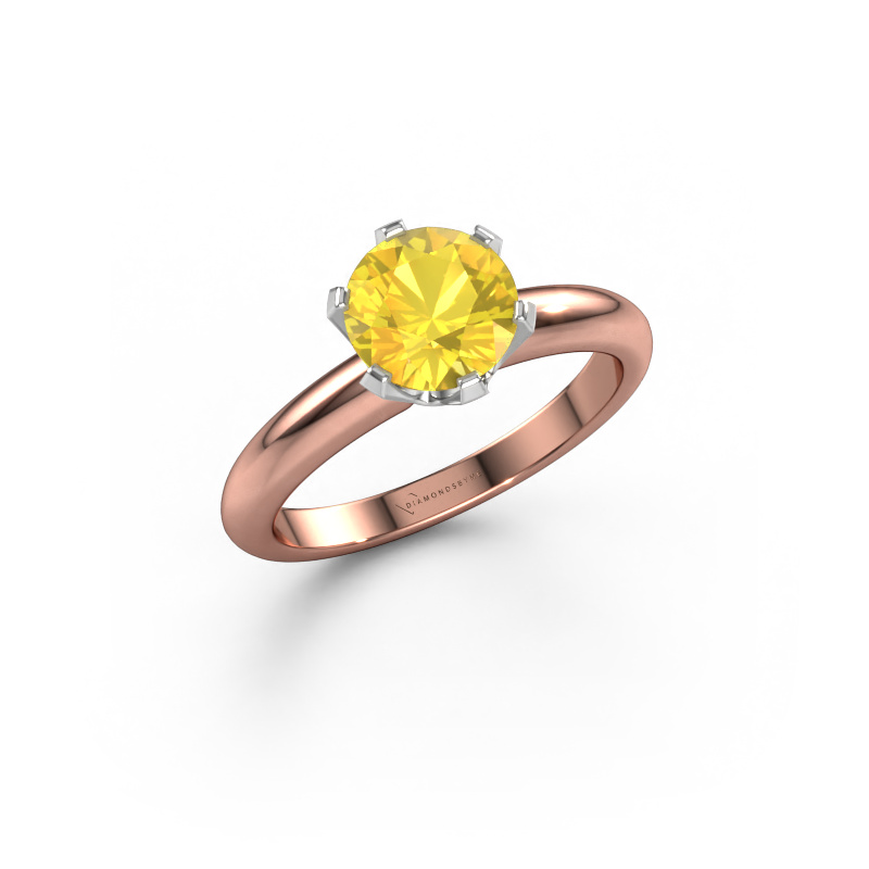 Image de Bague de fiançailles Tiffy 1 585 or rose Saphir jaune 7 mm