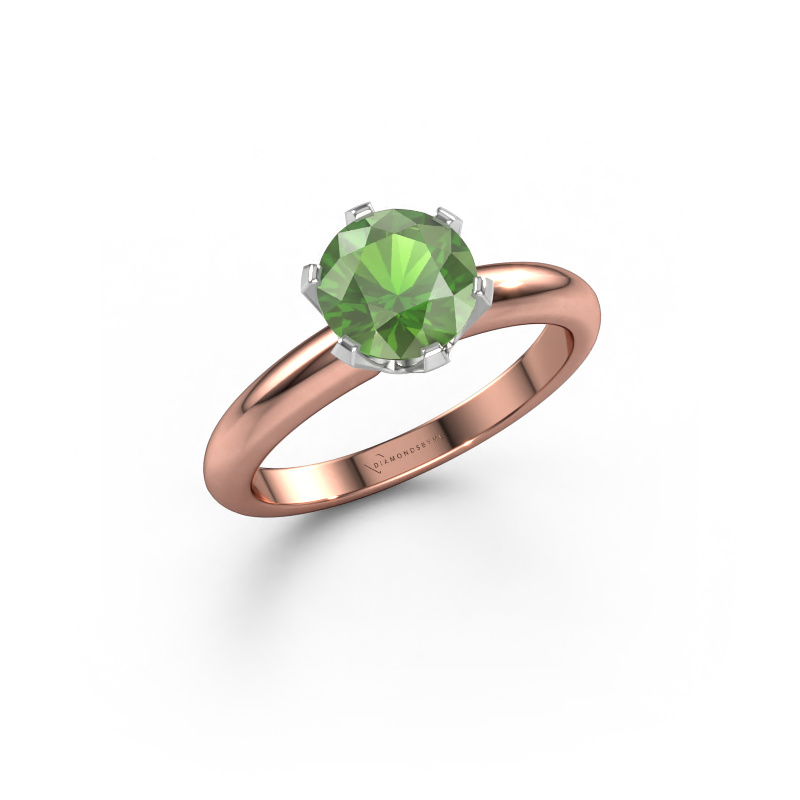 Image of Engagement ring Tiffy 1 585 rose gold Tourmaline green 7 mm
