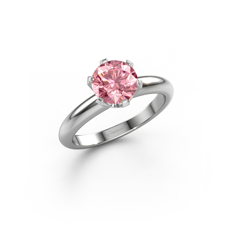 Image of Engagement ring Tiffy 1 585 white gold Pink lab grown diamond 7 mm