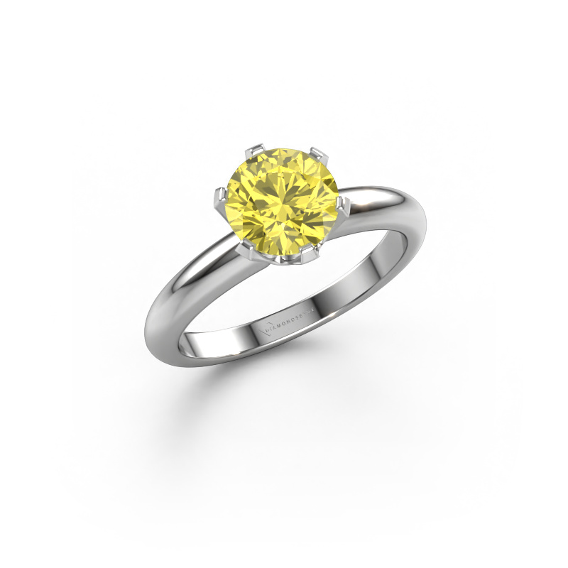 Image of Engagement ring Tiffy 1 950 platinum Yellow lab grown diamond 7 mm