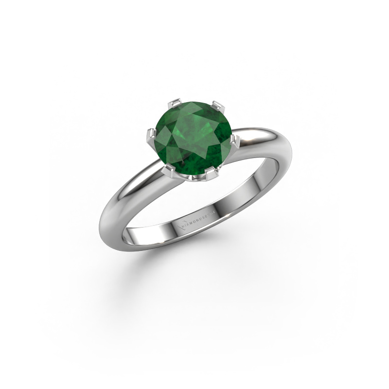 Image of Engagement ring Tiffy 1 585 white gold Emerald 7 mm