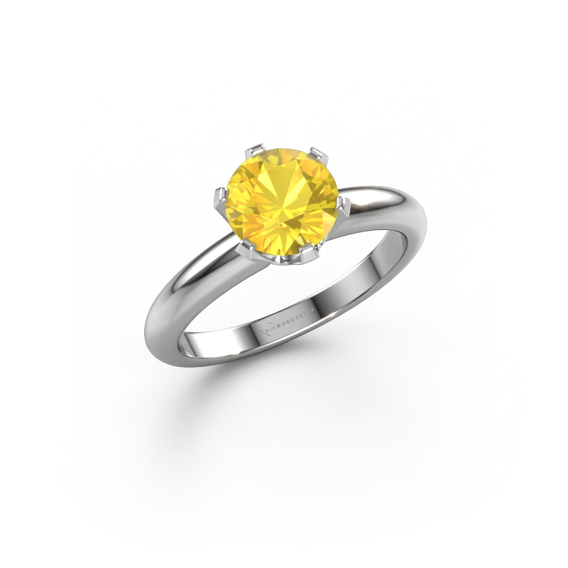 Image of Engagement ring Tiffy 1 585 white gold Yellow sapphire 7 mm