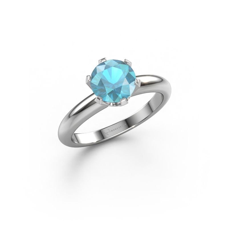 Image of Engagement ring Tiffy 1 585 white gold Blue topaz 7 mm