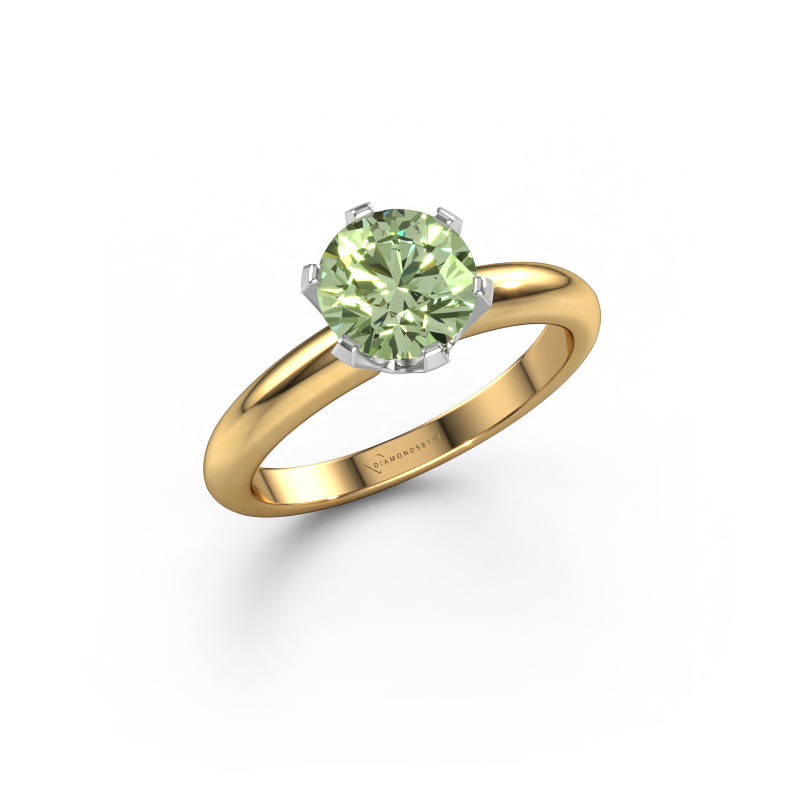 Image de Bague de fiançailles Tiffy 1 585 or jaune Diamants synthétiques vert 7 mm