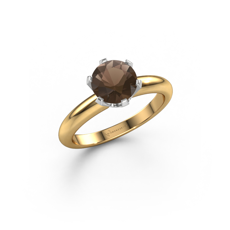 Image of Engagement ring Tiffy 1 585 gold Smokey quartz 7 mm