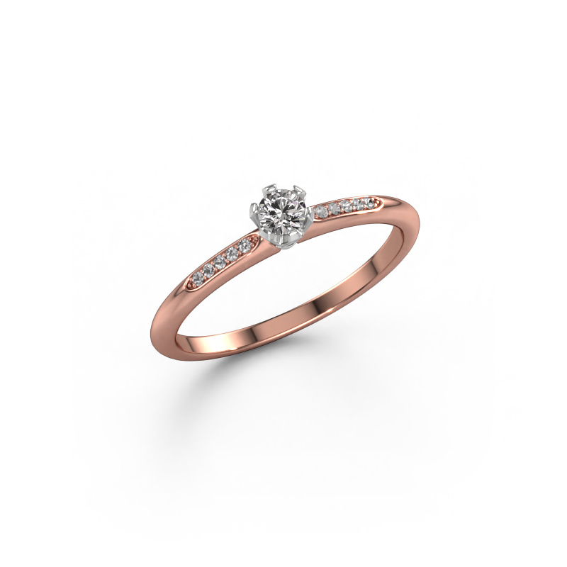 Image de Bague de fiançailles Tiffy 2 585 or rose Diamant 0.14 crt