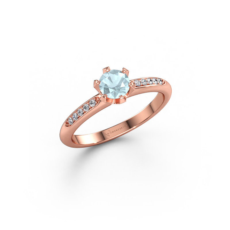 Bild av Förlovningsring Tiffy 2 585 roséguld Akvamarin 4.7 mm