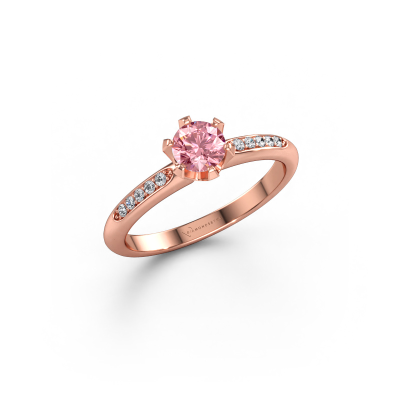 Image of Engagement ring Tiffy 2 585 rose gold Pink lab grown diamond 4.7 mm