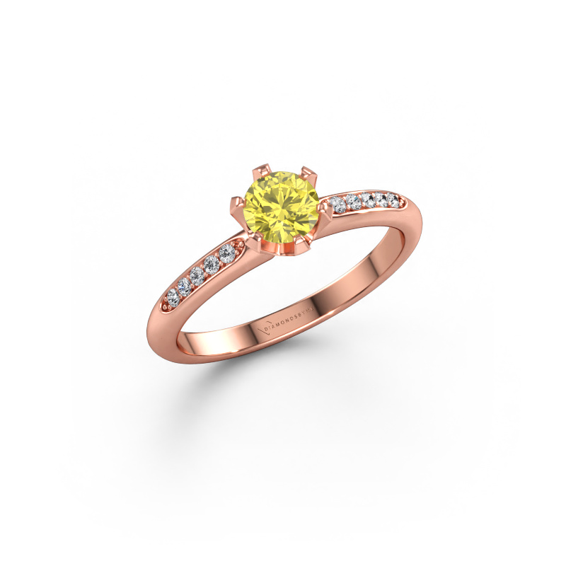 Immagine di Anello di fidanzamento Tiffy 2 585 oro rosa Diamante lab grown giallo 4.7 mm