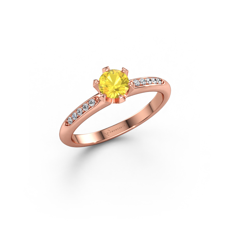 Image of Engagement ring Tiffy 2 585 rose gold Yellow sapphire 4.7 mm