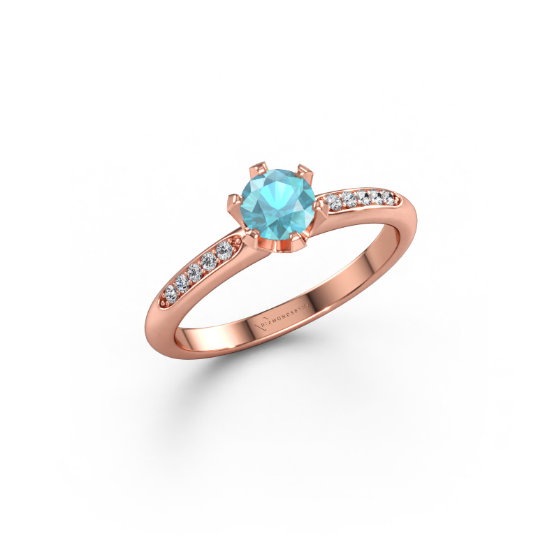 Bild av Förlovningsring Tiffy 2 585 roséguld Blå topas 4.7 mm