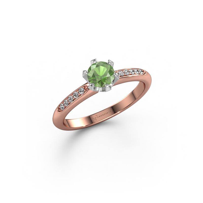 Image de Bague de fiançailles Tiffy 2 585 or rose Vert tourmaline 4.7 mm