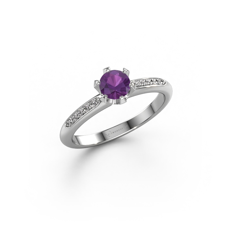 Image of Engagement ring Tiffy 2 585 white gold Amethyst 4.7 mm