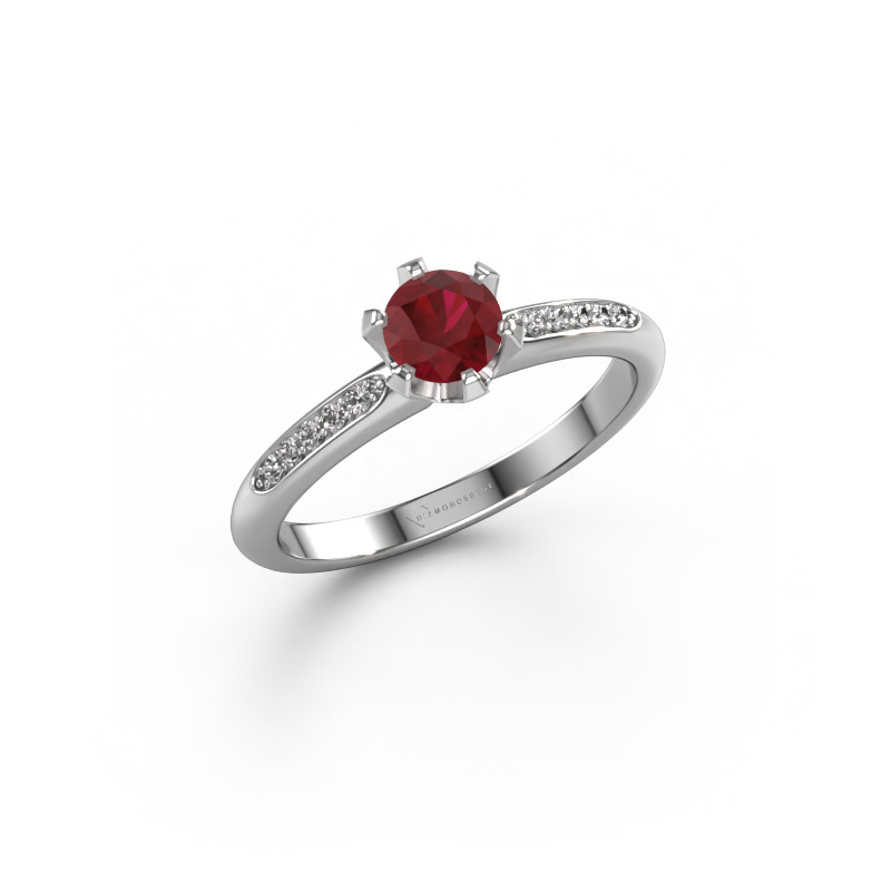 Image of Engagement ring Tiffy 2 950 platinum Ruby 4.7 mm