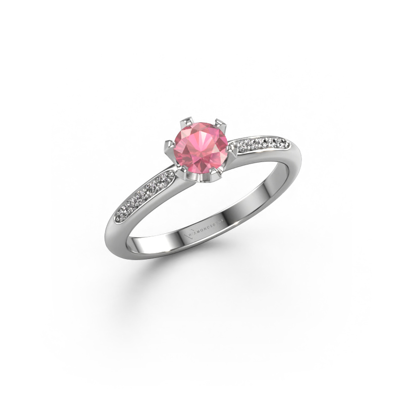 Image of Engagement ring Tiffy 2 585 white gold Tourmaline pink 4.7 mm