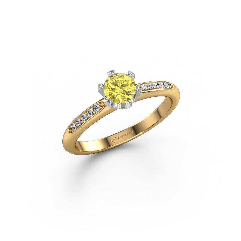 Image of Engagement ring Tiffy 2 585 gold Yellow lab grown diamond 4.7 mm