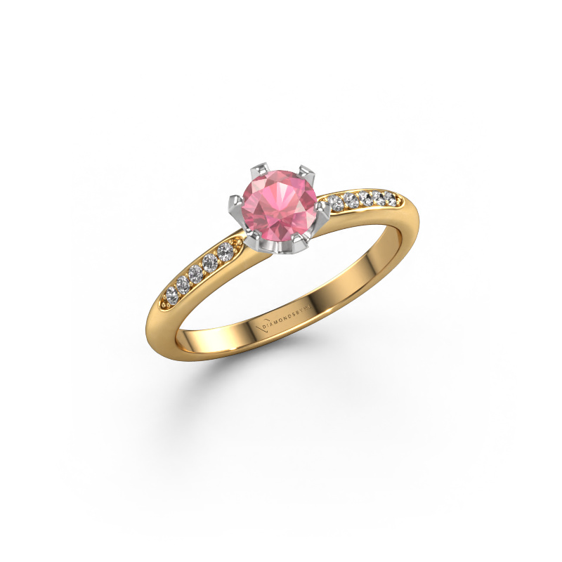 Image de Bague de fiançailles Tiffy 2 585 or jaune Rose tourmaline 4.7 mm