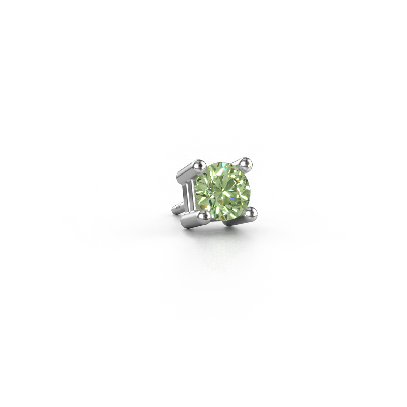 Image of Men's earring Tijmen 585 white gold Green lab grown diamond 5.7 mm