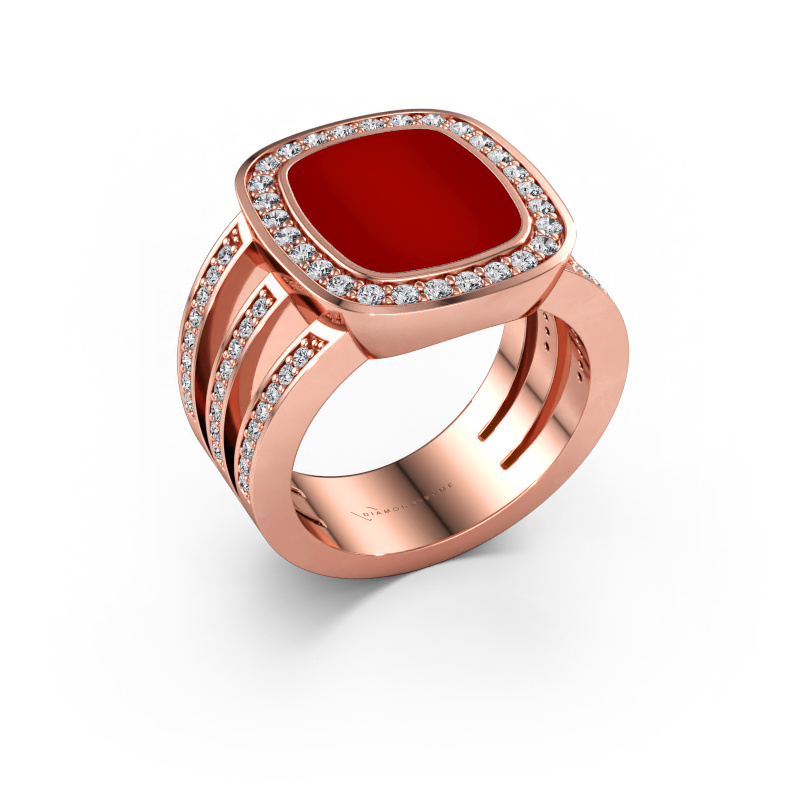 Immagine di Anello chevalier Tijn 585 oro rosa Corniola 13x11 mm
