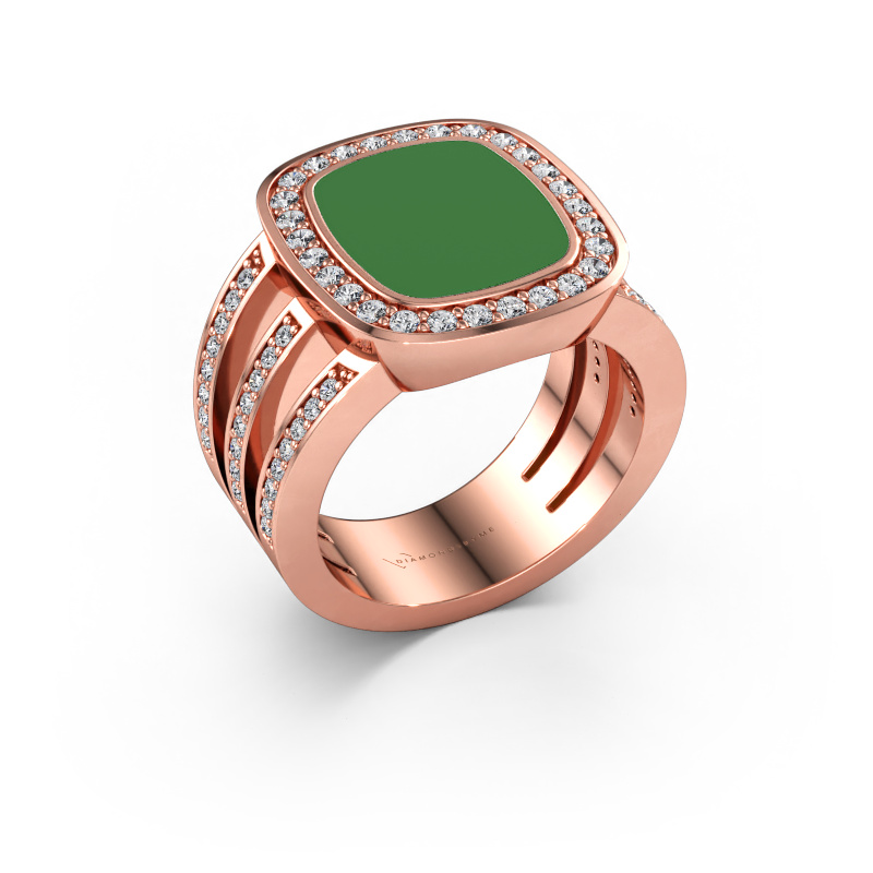 Bild av Signetring Tijn 585 roséguld Grön emalj 13x11 mm