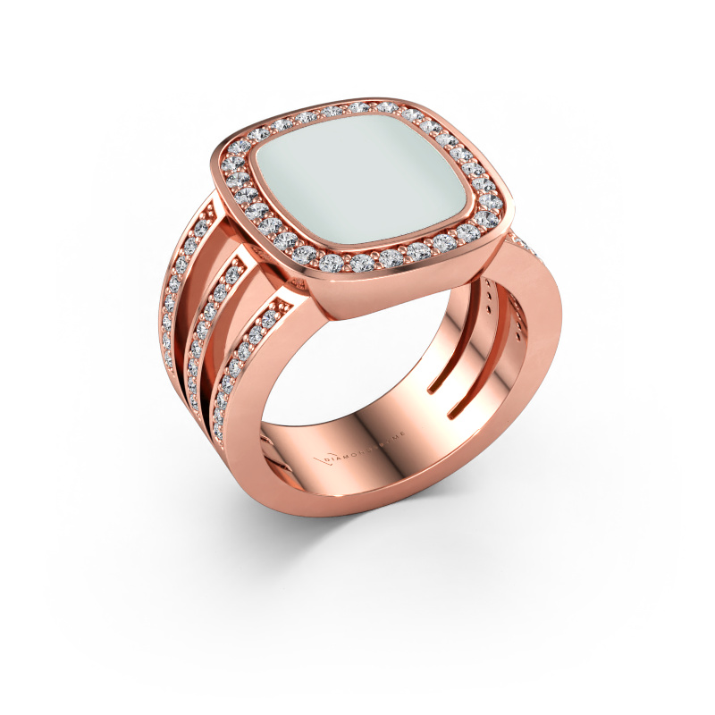 Immagine di Anello chevalier Tijn 585 oro rosa Sardonica verde 13x11 mm