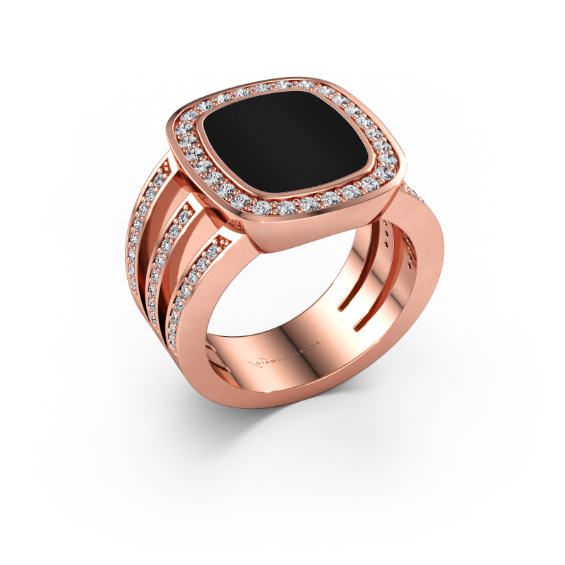 Immagine di Anello chevalier Tijn 585 oro rosa Onice 13x11 mm