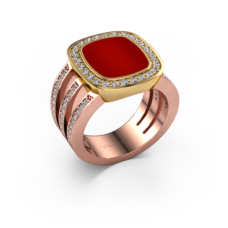 Image of Signet ring Tijn 585 rose gold Carnelian 13x11 mm