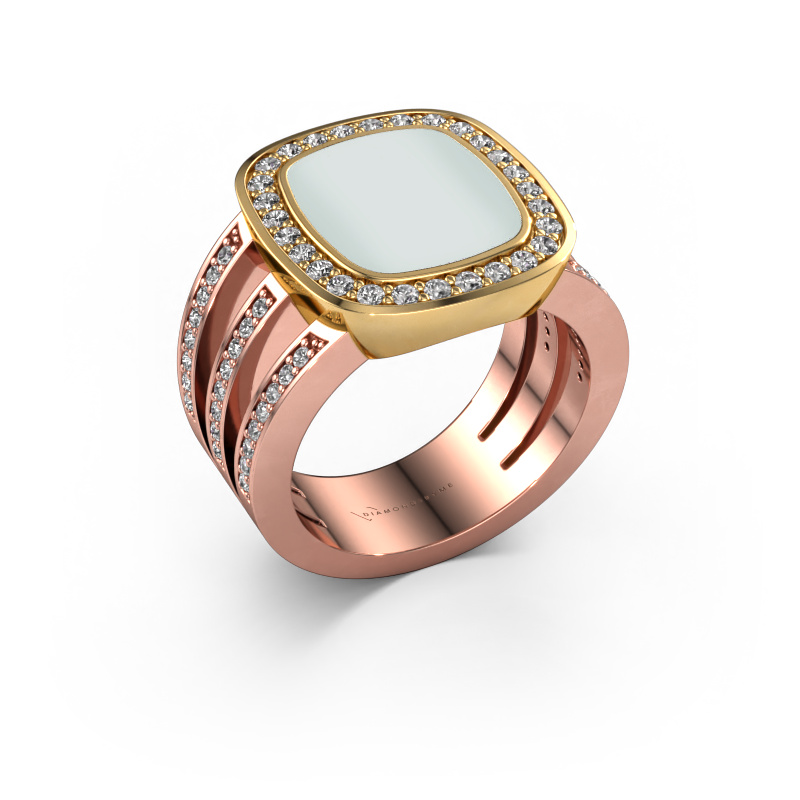 Image of Signet ring Tijn 585 rose gold Green sardonyx 13x11 mm