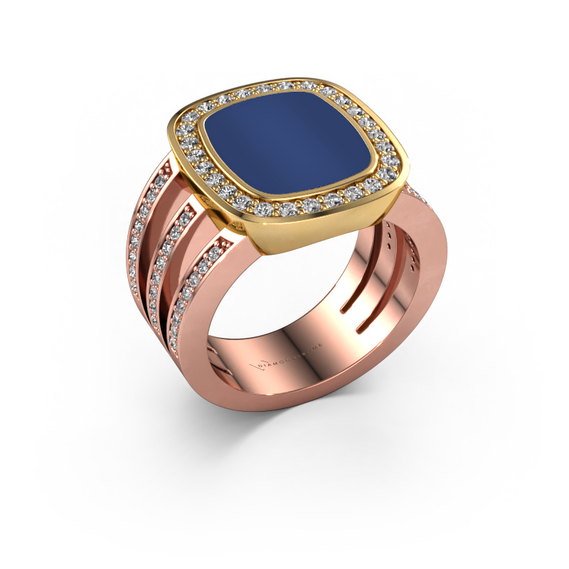 Image of Signet ring Tijn 585 rose gold Lapis 13x11 mm