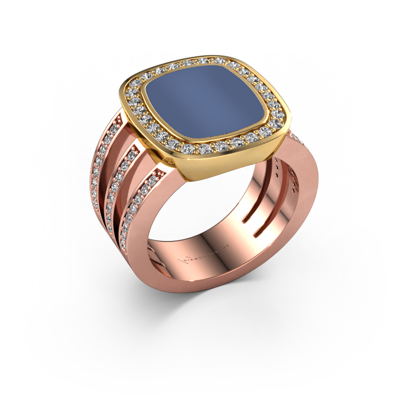 Image of Signet ring Tijn 585 rose gold Blue sardonyx 13x11 mm