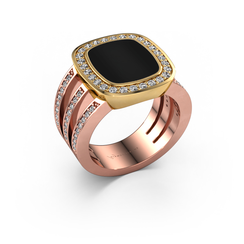 Afbeelding van Zegelring Tijn 585 rosé goud Onyx 13x11 mm
