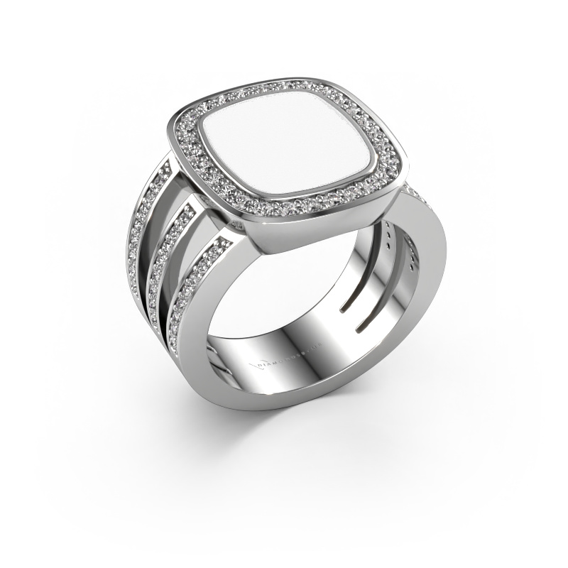 Bild von Siegelring Tijn 950 Platin Weiße Emaille 13x11 mm