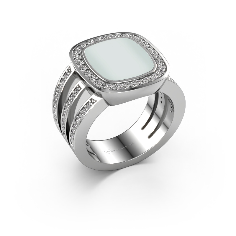 Image of Signet ring Tijn 950 platinum Green sardonyx 13x11 mm