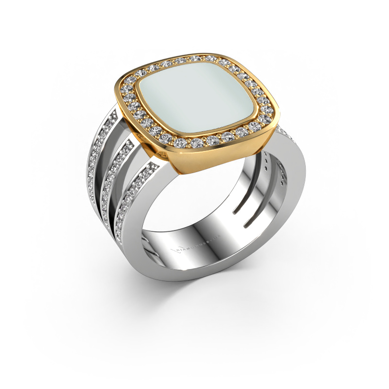 Bild von Siegelring Tijn 585 Weißgold Grüner Lagenstein 13x11 mm