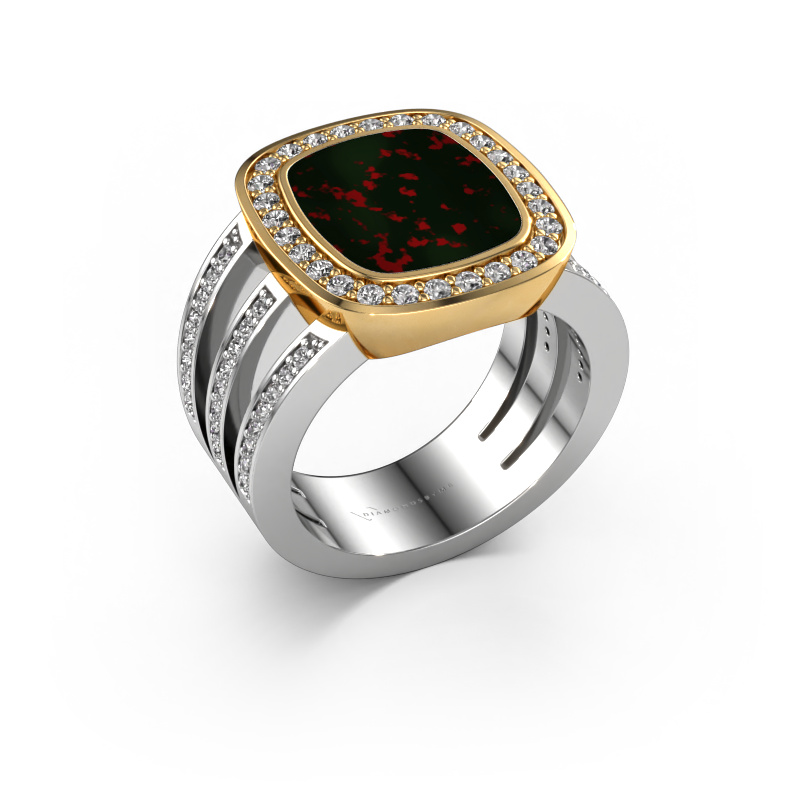 Image of Signet ring Tijn 585 white gold Bloodstone 13x11 mm