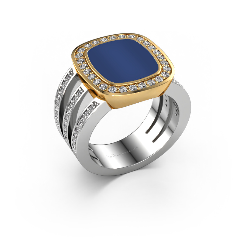 Afbeelding van Zegelring Tijn 585 witgoud Lapis lazuli 13x11 mm