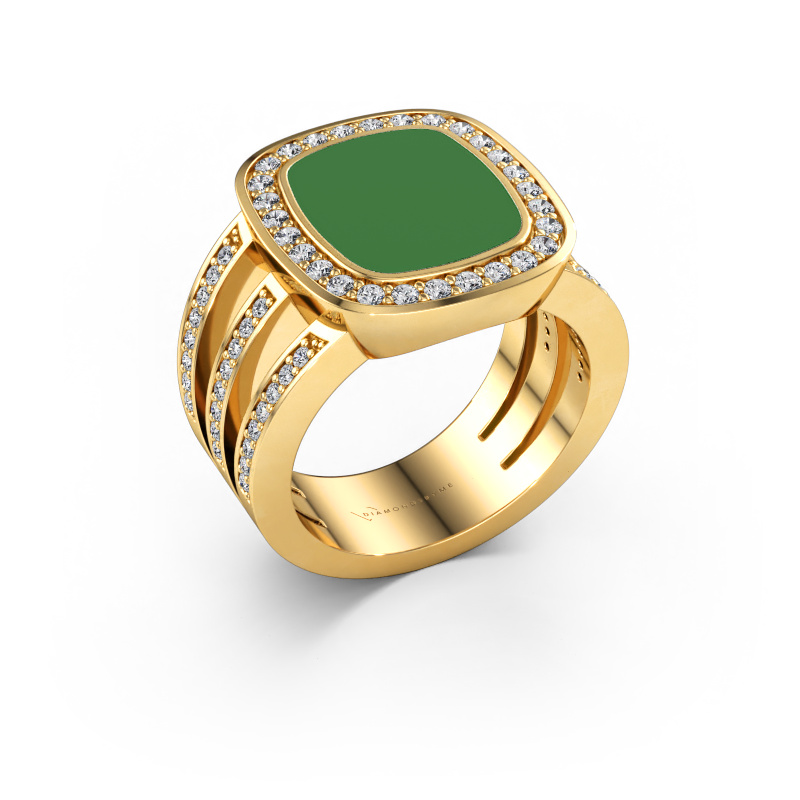 Immagine di Anello chevalier Tijn 585 oro Smalto verde 13x11 mm