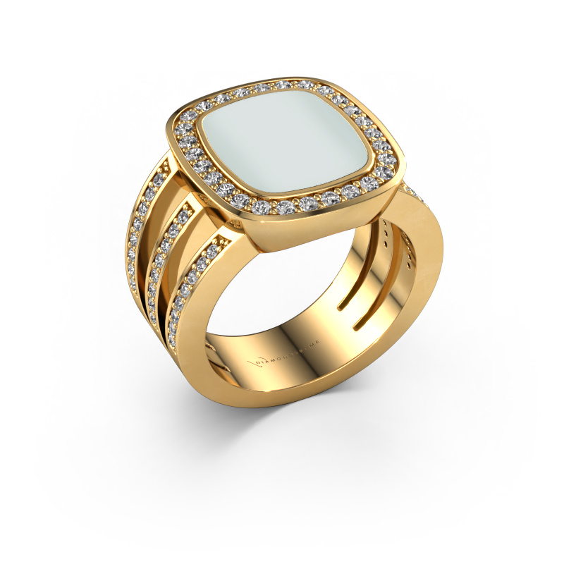 Image of Signet ring Tijn 585 gold Green sardonyx 13x11 mm