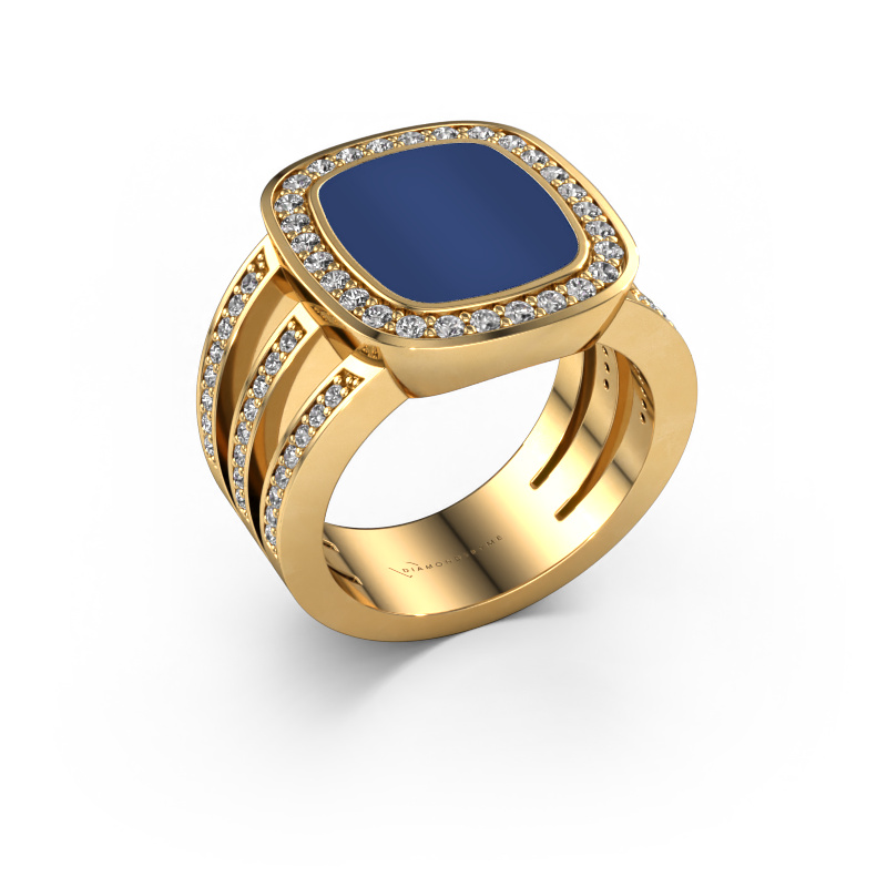 Image de Chevalière Tijn 585 or jaune Lapis lazuli 13x11 mm