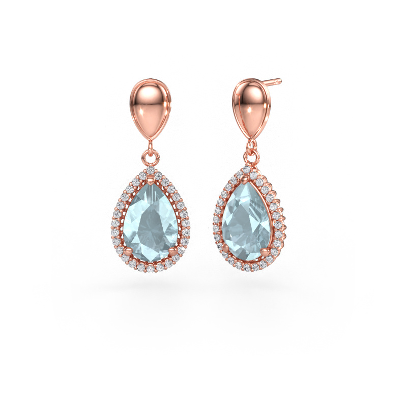 Image of Drop earrings Tilly per 1 585 rose gold Aquamarine 12x8 mm