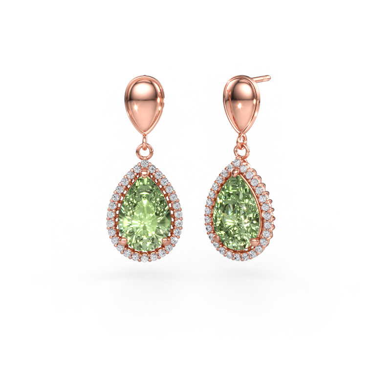 Bild av Hängande örhängen Tilly per 1 585 roséguld Grön labbodlad diamant 12x8 mm