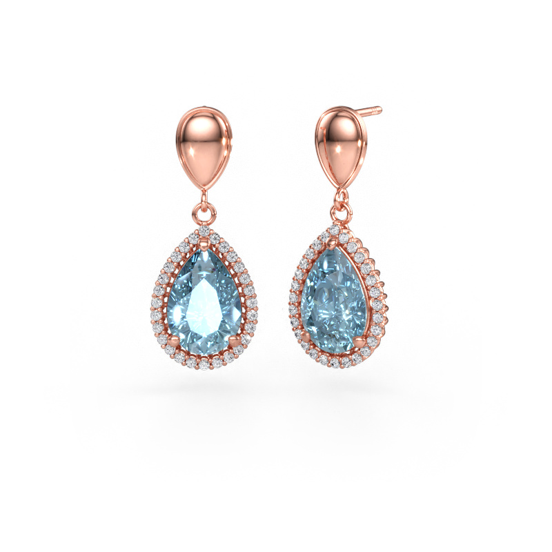 Immagine di Orecchini pendenti Tilly per 1 585 oro rosa Diamante lab grown blu 12x8 mm