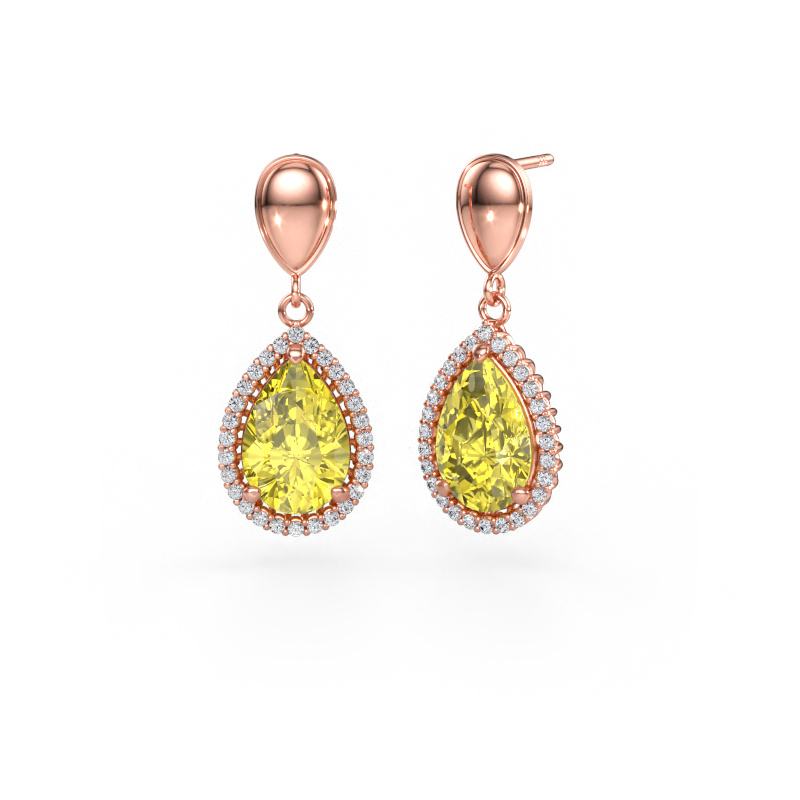 Immagine di Orecchini pendenti Tilly per 1 585 oro rosa Diamante lab grown giallo 12x8 mm