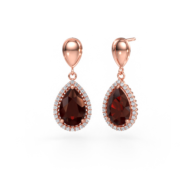 Immagine di Orecchini pendenti Tilly per 1 585 oro rosa Granato 12x8 mm